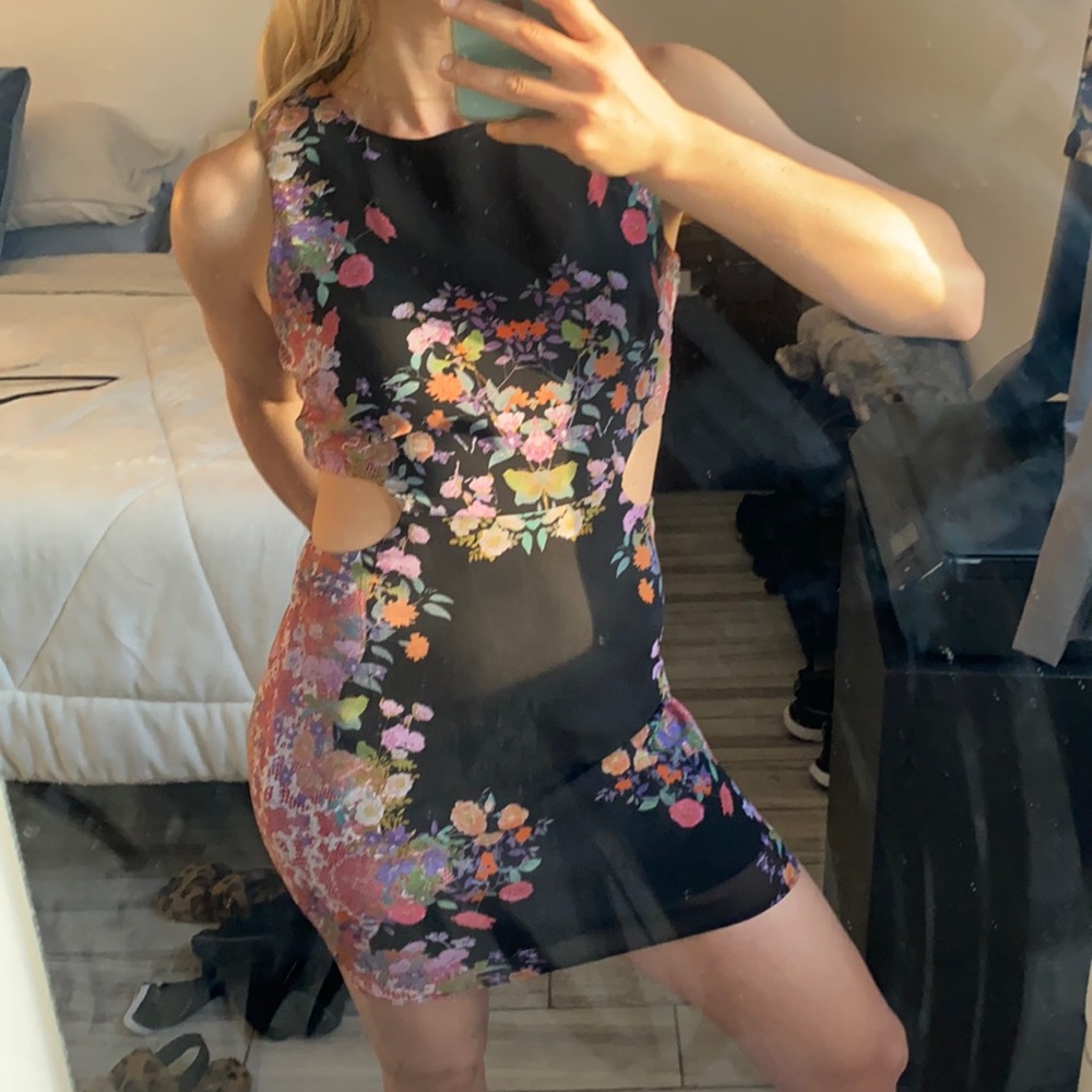 Floral cut out dress